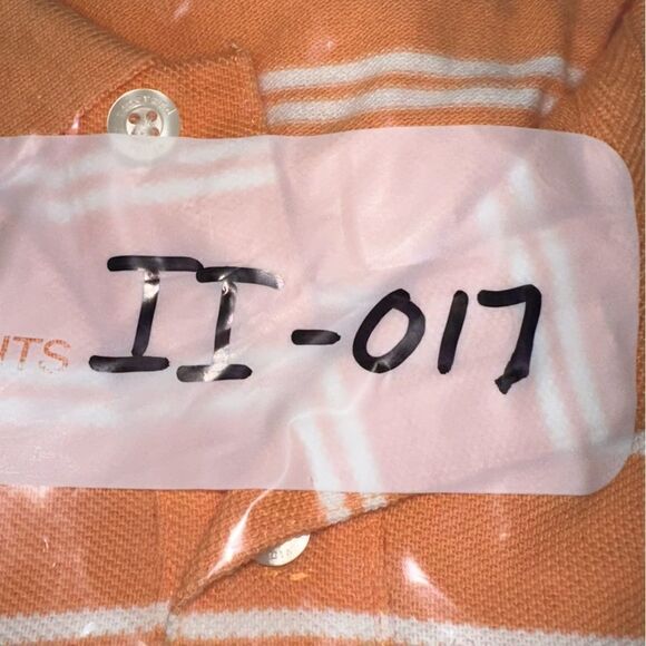 Vineyard Vines Medium Tangerine-White Striped Short Sleeve‎ Polo Shirt - Picture 5 of 5